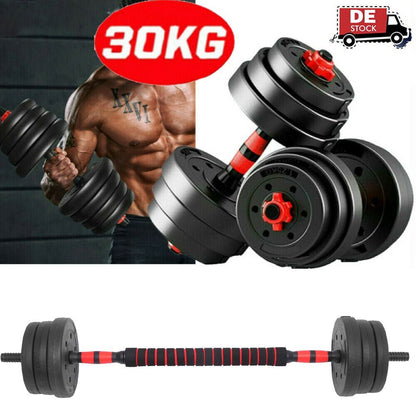 10/15/20/30KG Steel Dumbbells Barbell Set Adjustable Gym Weights