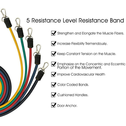 11 en kit de bandas de resistencia mejoradas para ejercicio en casa, deportes, fitness