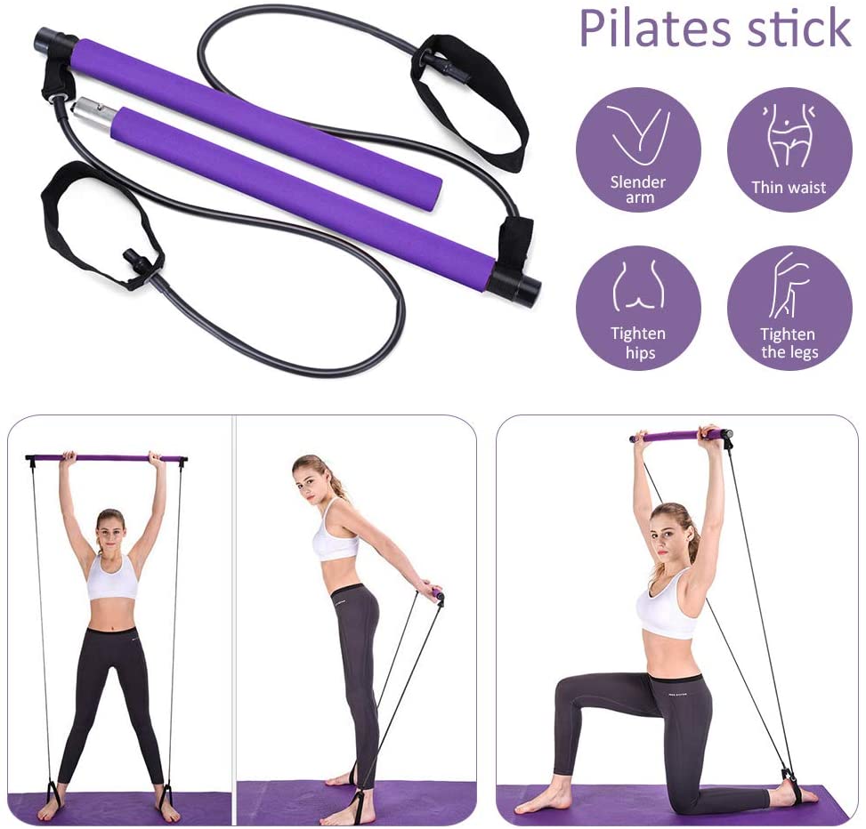 Kit de barra de Pilates ajustable, banda de resistencia, palo de ejercicio, gimnasio tonificante 