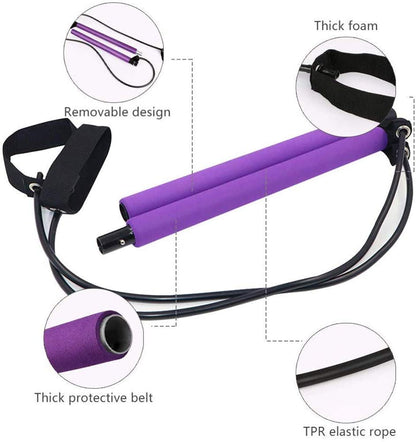 Kit de barra de Pilates ajustable, banda de resistencia, palo de ejercicio, gimnasio tonificante 