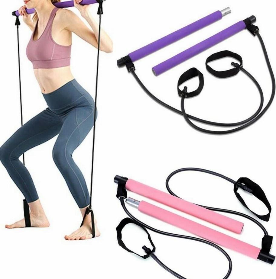 Kit de barra de Pilates ajustable, banda de resistencia, palo de ejercicio, gimnasio tonificante 