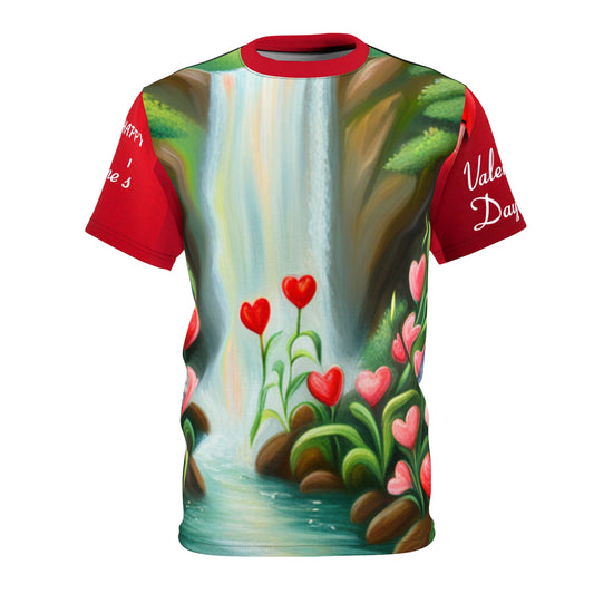 Camiseta unisex de corte y costura del día de San Valentín (AOP)