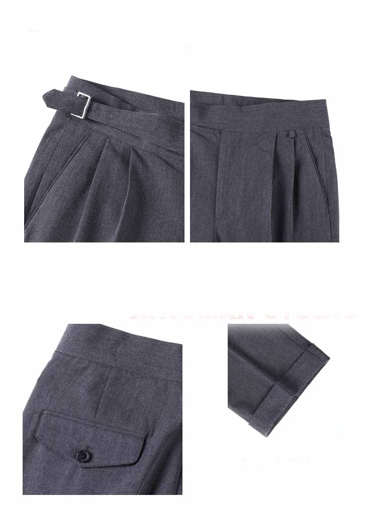 Men's Solid Color Light Cooked Wind Pleated Trousers