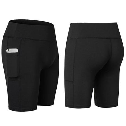 Pantalones cortos de yoga All Seasons elásticos con bolsillo para teléfono