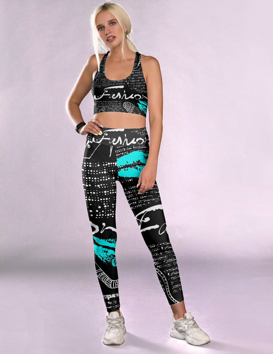 Conjunto de fitness de moda negro