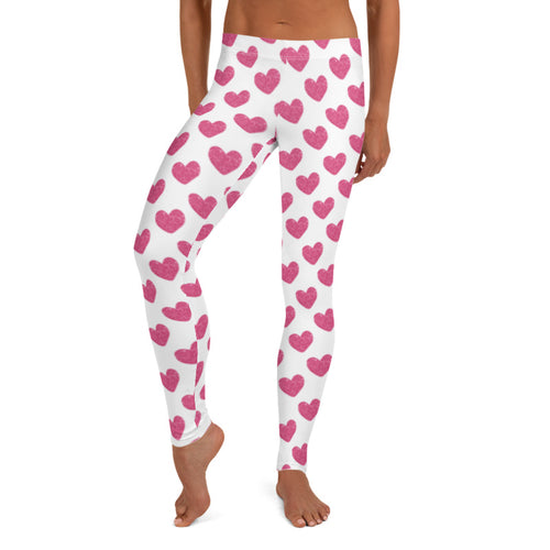 Conjunto deportivo de corazones con purpurina rosa