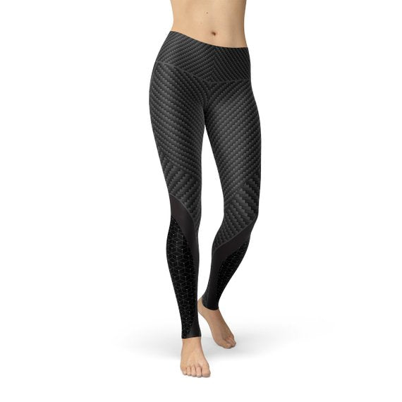 Leggings deportivos de fibra de carbono para mujer